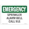 Signmission Safety Sign, OSHA EMERGENCY, 7" Height, Rigid Plastic, Sprinkler Alarm Bell Call 911, Landscape OS-EM-P-710-L-10421 - alternate 1